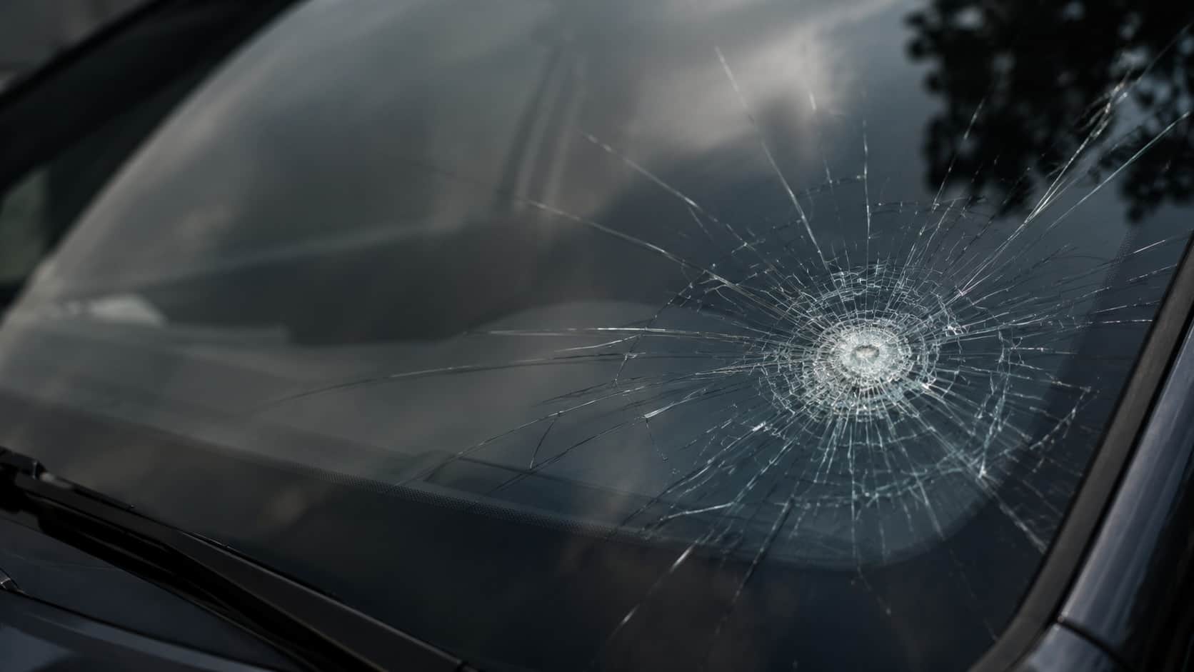 Fissure sur un pare-brise de voiture