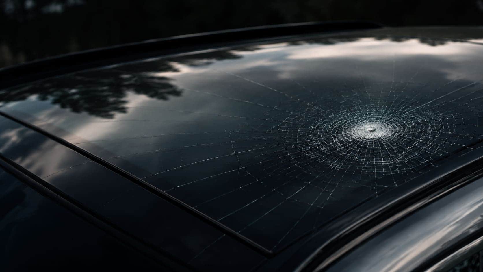 Fissure sur un toit panoramique de voiture